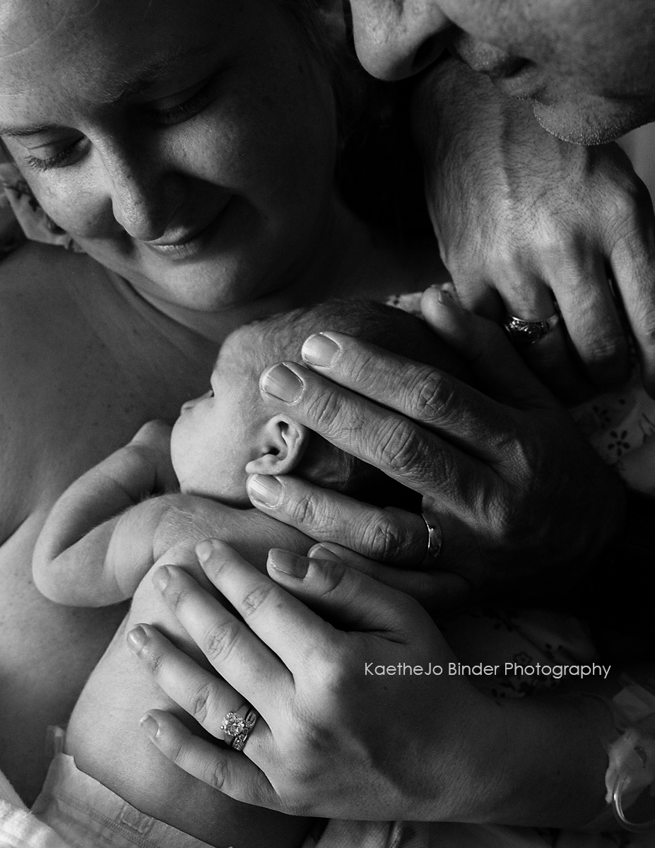Tacoma Newborn Baby Birth Photography Black and White